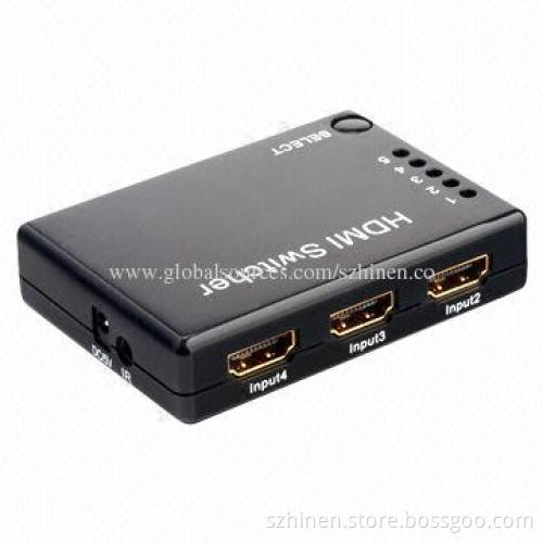 Mini HDMI 5-port Switcher with High-performance Up to 2.5Gbps, Full 1,080 Pixels